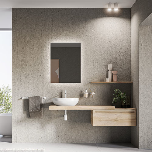 Wall-hung washbasin cabinet - PICCADILLY - Inda - wood / aluminium / contemporary