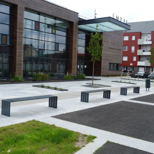 Contemporary public bench - BLOC  - Factory Street Furniture - stainless steel / galvanised steel / with backrest