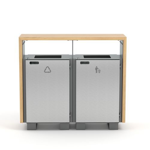 Public litter bin - Bloc - Factory Street Furniture - recycling / free-standing / wooden