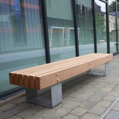 Contemporary public bench - QUAY - Factory Street Furniture - wooden / galvanised steel / without backrest
