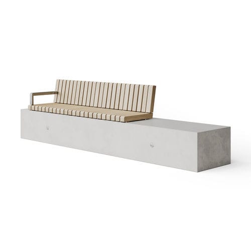 Contemporary public bench - Soca X ways  - Factory Street Furniture - wooden / concrete / metal