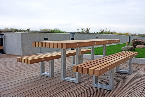 Contemporary public bench - TORD - Factory Street Furniture - wooden / galvanised steel / FSC certified