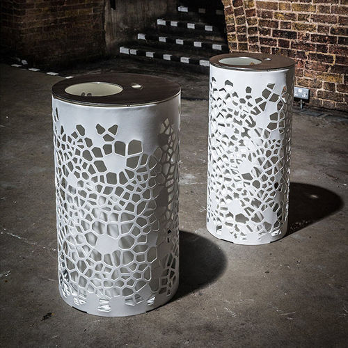 Public trash can - OSSO  - Factory Street Furniture - stainless steel / galvanised steel / with built-in ashtray