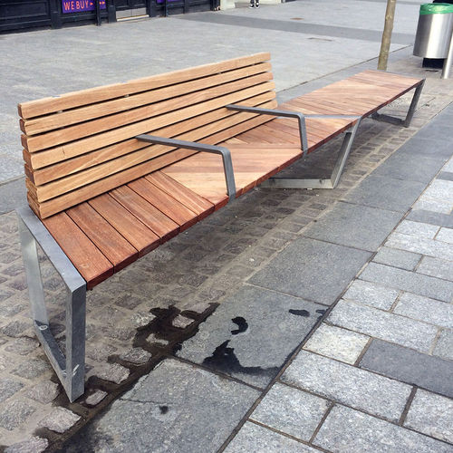 Contemporary public bench - STOCKTON - Factory Street Furniture - wooden / cast aluminum / with backrest