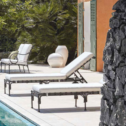 Traditional sun lounger - KROSS - SIFAS - acrylic fabric / aluminum / garden