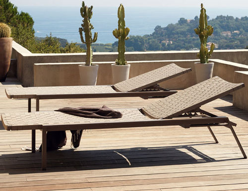 Contemporary sun lounger - PHENIKS - SIFAS - polyester / lacquered aluminum / garden
