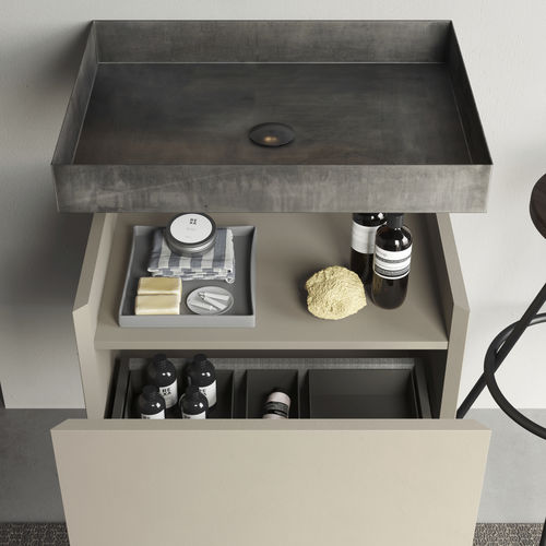 Wall-mounted washbasin - WALL.E - Rexa Design - metal / matte finish / rectangular