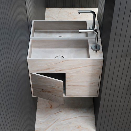 Wall-hung washbasin cabinet - UNICO CON ANTA - Rexa Design - wooden / Corian® / contemporary