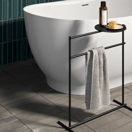 Towel rack with rods - Rexa Design - free-standing / metal / black