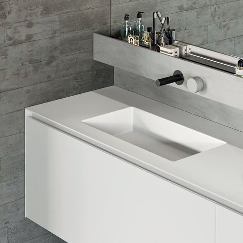 Wall-mounted washbasin cabinet - Ergo.23 - Rexa Design - wooden / Corian® / contemporary