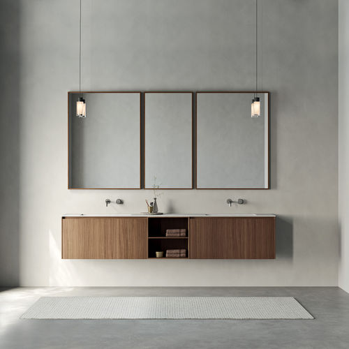 Wall-hung washbasin cabinet - Rexa Design - free-standing / wooden / clay