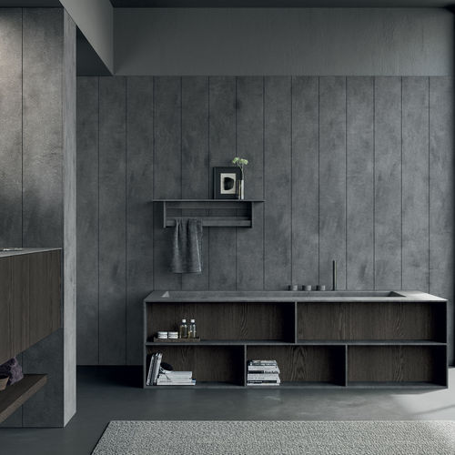 Corian® tile - Parallele - Rexa Design - grooved / indoor / bathroom