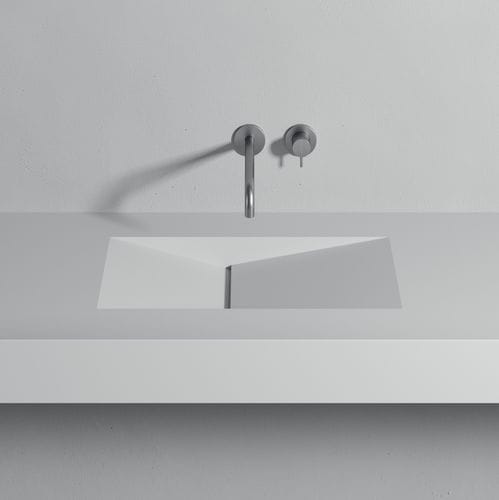 Built-in washbasin - D_TAGLIO - Rexa Design - Corian® / with counter / rectangular
