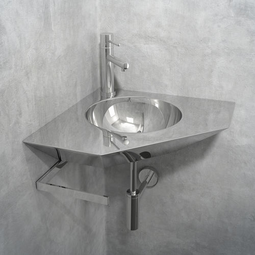 Wall-mounted washbasin - ORN - Componendo - stainless steel / with towel rack / corner