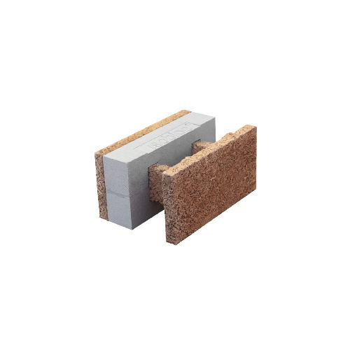 Polystyrene formwork block - H 33/15+10	 - FIXOLITE - cement wood / for wall / insulating