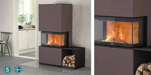 Wood-burning fireplace - I51 - Contura - contemporary / closed hearth /  3-sided