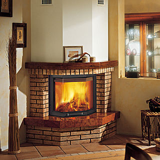 Traditional fireplace surround - FERRARA - Caminetti Montegrappa - marble / wooden / corner