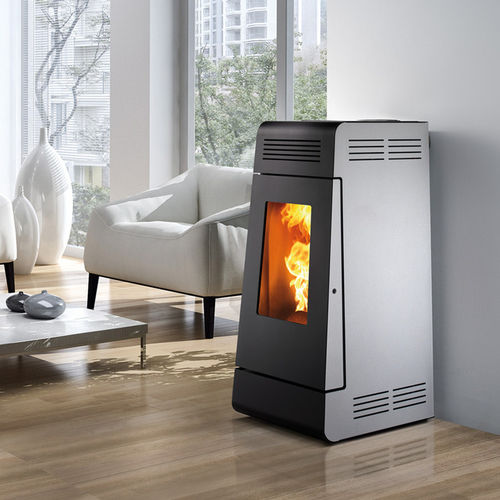 Pellet boiler stove - NEW LINEA XW - Caminetti Montegrappa - wood / contemporary / steel