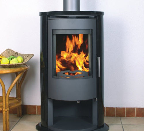 Wood heating stove - A2 SATURN GRANIT - Color Emajl Doo - contemporary / natural stone / black