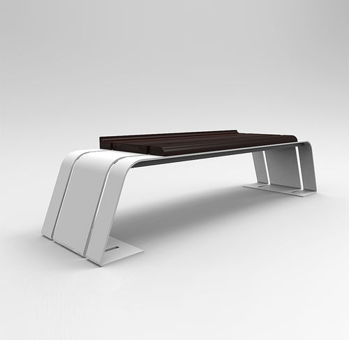 Contemporary public bench - ASH - CITYSì - exotic wood / galvanised steel / for airport
