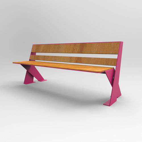 Contemporary public bench - ISIDE - CITYSì - wooden / galvanised steel / painted steel