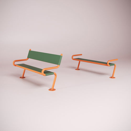 Powder-coated steel public bench - MOONWALK - CITYSì - steel / without backrest / with backrest