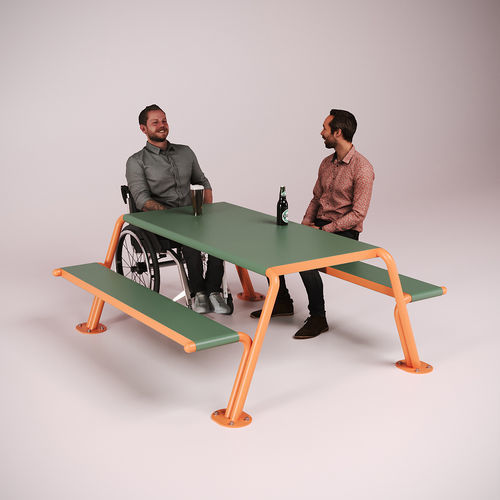 Contemporary table and bench set - MOONWALK - CITYSì - minimalist design / industrial design / steel