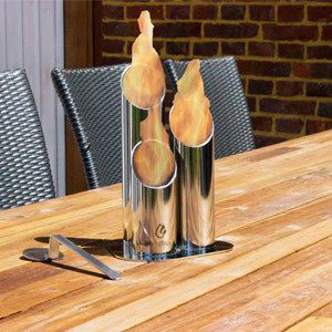 Open bioethanol hearth - PIPES MINI - Bio-Blaze® - central / stainless steel