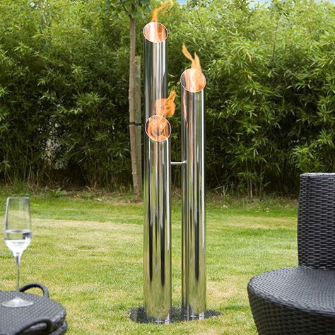 Bioethanol fireplace - PIPES LARGE - Bio-Blaze® - floor-mounted / central / outdoor