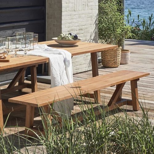 Traditional garden bench - George - Sika-Design - teak / without backrest / without armrests