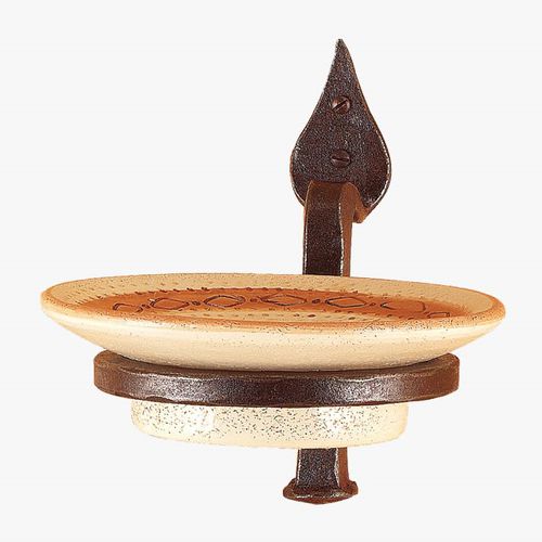 Wall-mounted soap dish - FT322 - IL Forgiato - wrought iron / ceramic / black