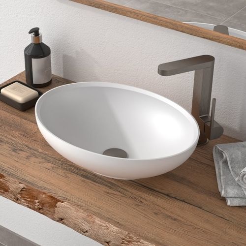 Countertop washbasin - AXO-R - Hasenkopf - Solid Surface / oval / without hole