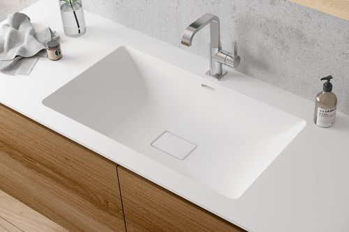 Built-in washbasin - MIRAKLON FMS2 - Hasenkopf - Corian® / with counter / with mixer tap