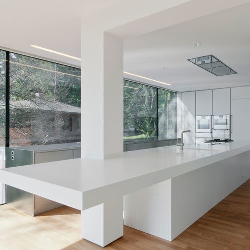 Corian® kitchen worktop Z13 Hasenkopf indoor / white / square edge