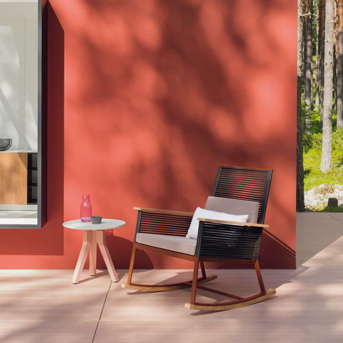 Contemporary armchair - LANDSCAPE   - KETTAL - fabric / aluminum / teak