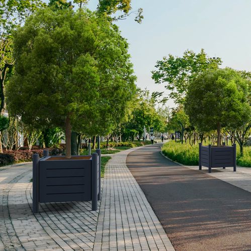 Powder-coated steel planter - VIBRATO METAL - ROSSIGNOL - HPL / square / weatherproof