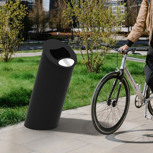 Stainless steel trash can - PIZ PREMIUM - ROSSIGNOL - powder-coated steel / thermo-lacquered steel / outdoor
