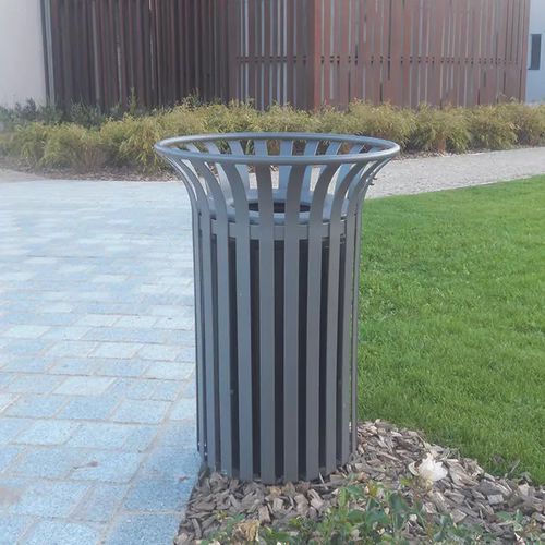 Public trash can - BASIC 2 - Concept Urbain - wall-mounted / steel / aluminum