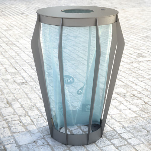 Public trash bag holder - SOHA - Concept Urbain - floor-mounted / galvanised steel / with lid