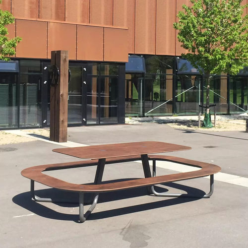 Contemporary picnic table - ALTA - Concept Urbain - HPL / galvanised steel base / rectangular