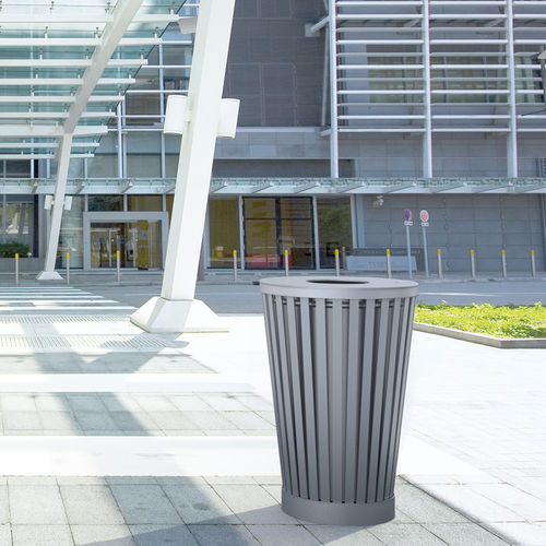 Public trash can - SOHA - Concept Urbain - galvanised steel / anti-terrorism / with built-in ashtray