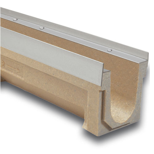 Drainage channel with grating - F100 - ULMA - ARCHITECTURAL SOLUTIONS - sloped / polymer concrete / cast iron grate