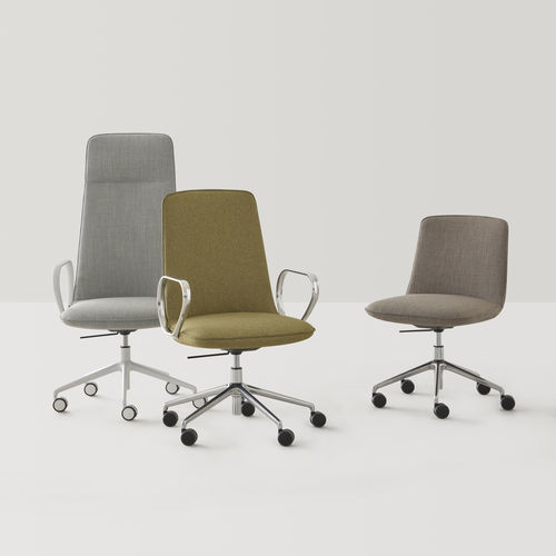 Leather task chair - KORI - INCLASS - fabric / on casters / with headrest