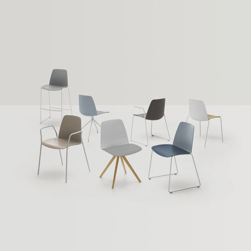 Contemporary visitor chair - UNNIA - INCLASS - indoor / polypropylene / leather