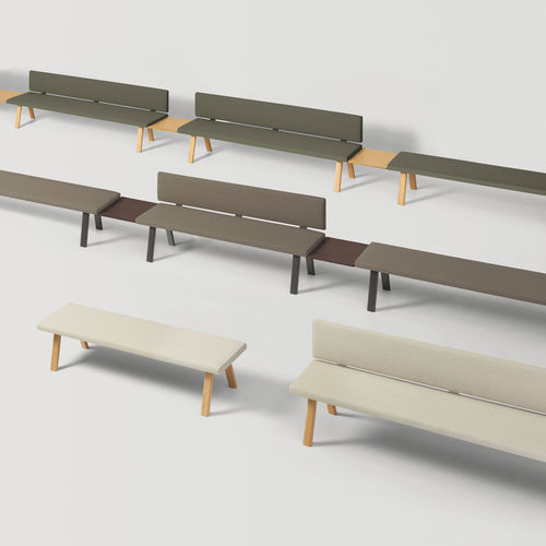 Contemporary bench - PLANIA - INCLASS - fabric / leather / without backrest