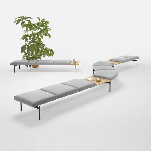 Contemporary bench - LAPSE - INCLASS - fabric / leather / without backrest