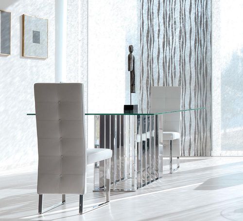 Contemporary table - LIFE CLASS : PLACE VENDOME 220 - Italy Dream Design - glass / marble / chromed metal base