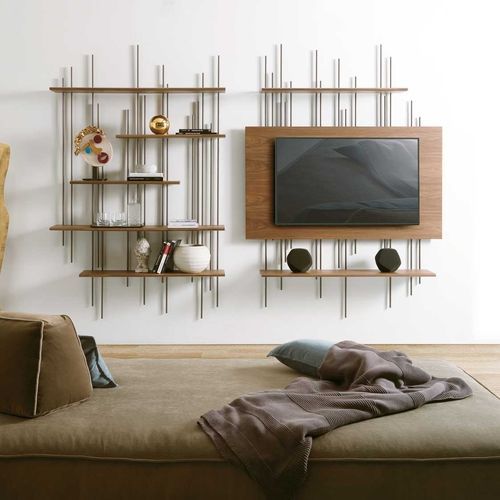 Wall-mounted shelving system - Bambou - Italy Dream Design - contemporary / metal / wooden