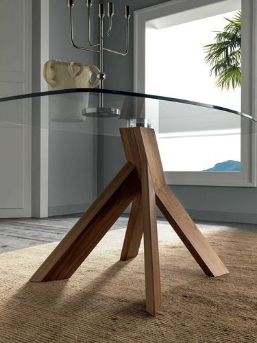 Organic design dining table - ELIPSE - Italy Dream Design - wood veneer / wood veneer base / walnut base