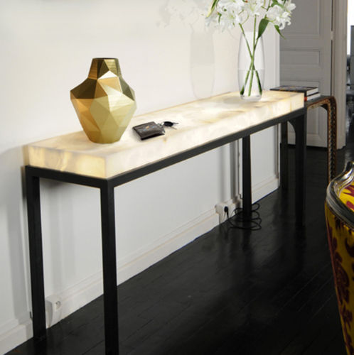 Contemporary sideboard table - CONSOLE - Atelier-alain-ellouz - stone / metal base / rectangular